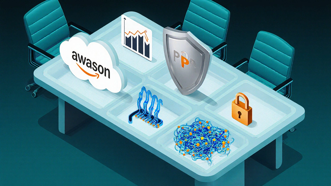 Isometric view of five certification symbols on a table, each representing a top‑paying credential.