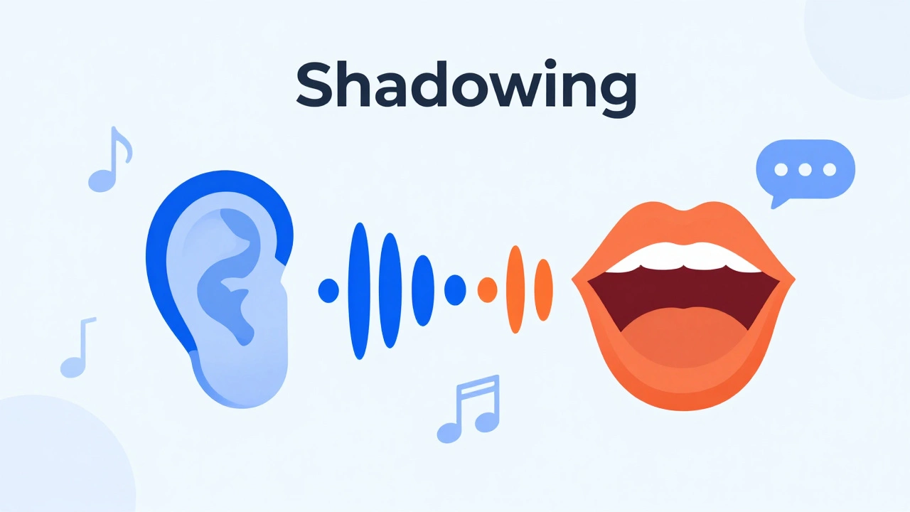 Abstract illustration of shadowing technique for language learning