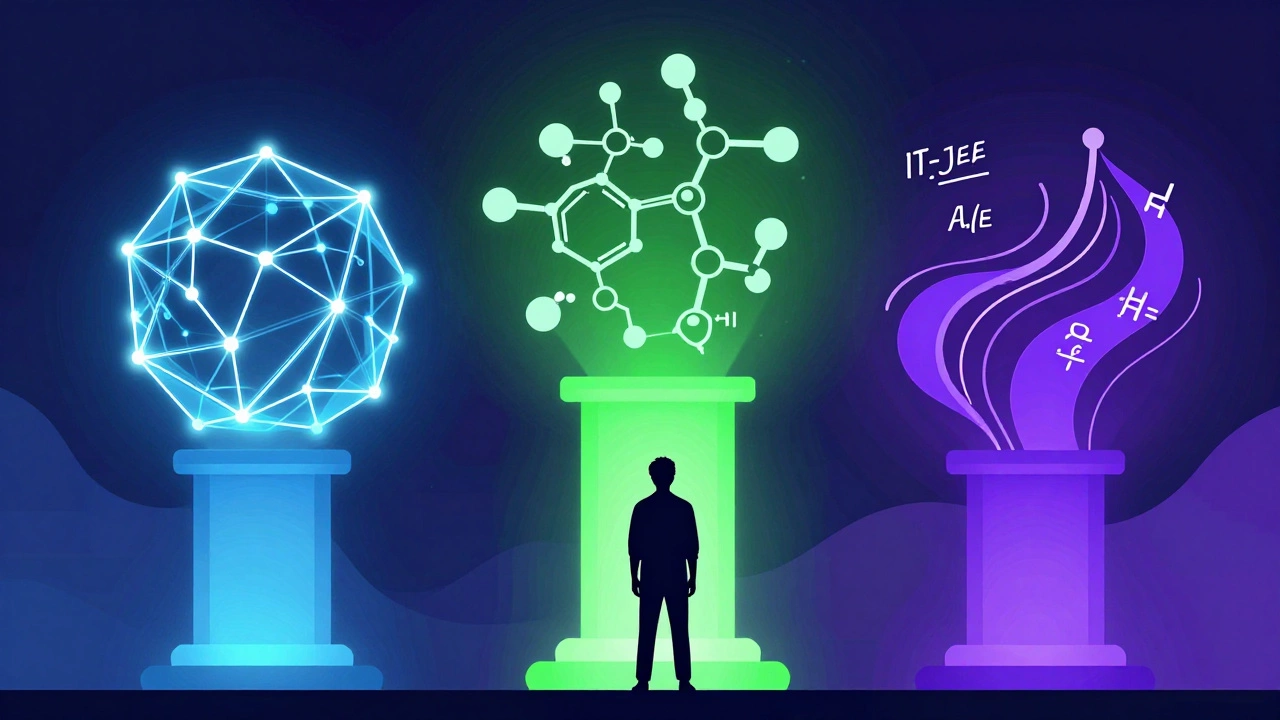 Abstract visualization of physics, chemistry, and math challenges