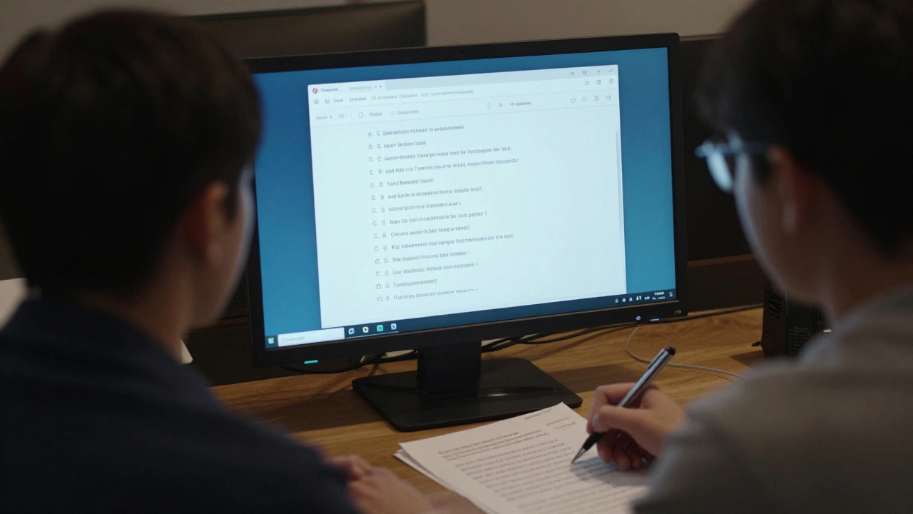 Student taking a timed mock test on computer