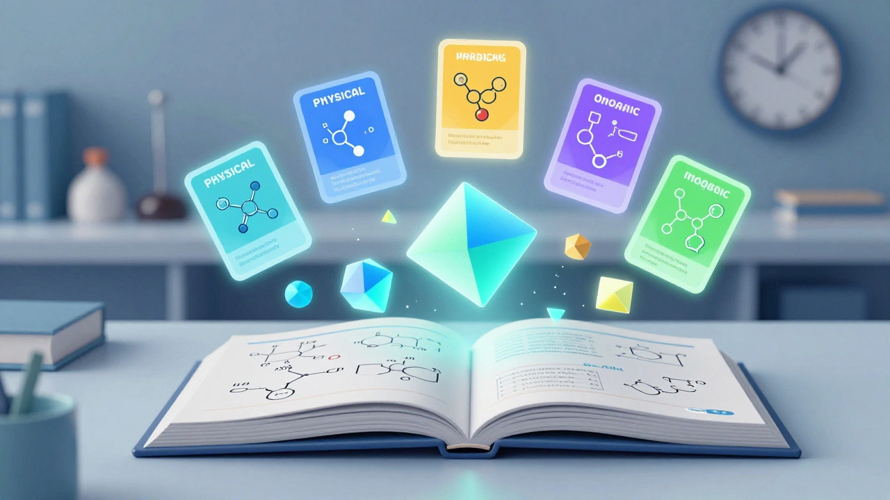 Conceptual illustration of chemistry study materials and efficient learning strategies