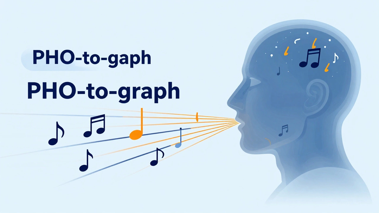 Illustration of sound waves and stress patterns inside a human head profile