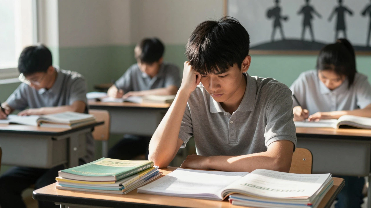 Student studying intensely for competitive entrance exams