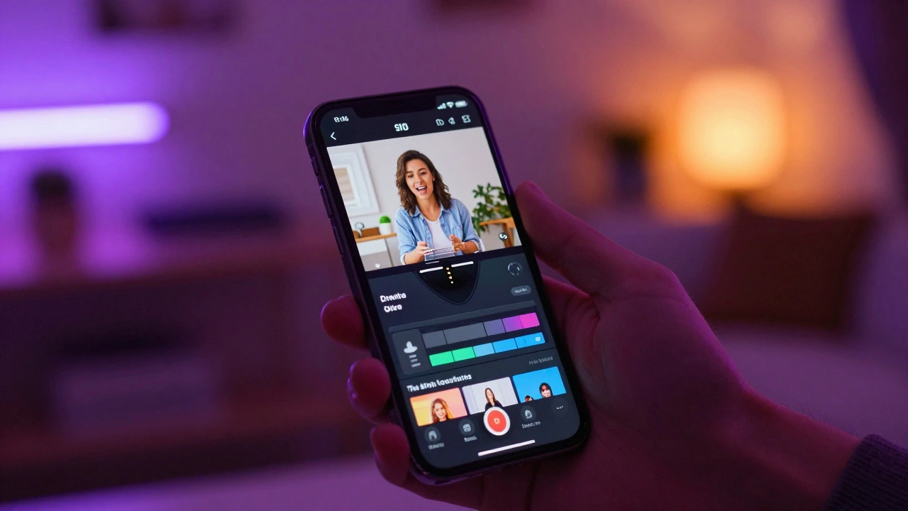 Hand holding a phone showing a video tutorial, illustrating flexible, self-paced skill learning.