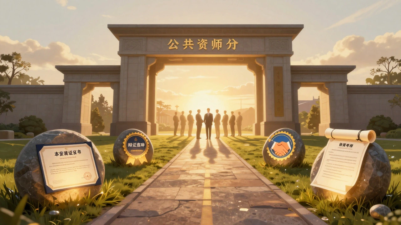 Symbolic path showing milestones toward government career success