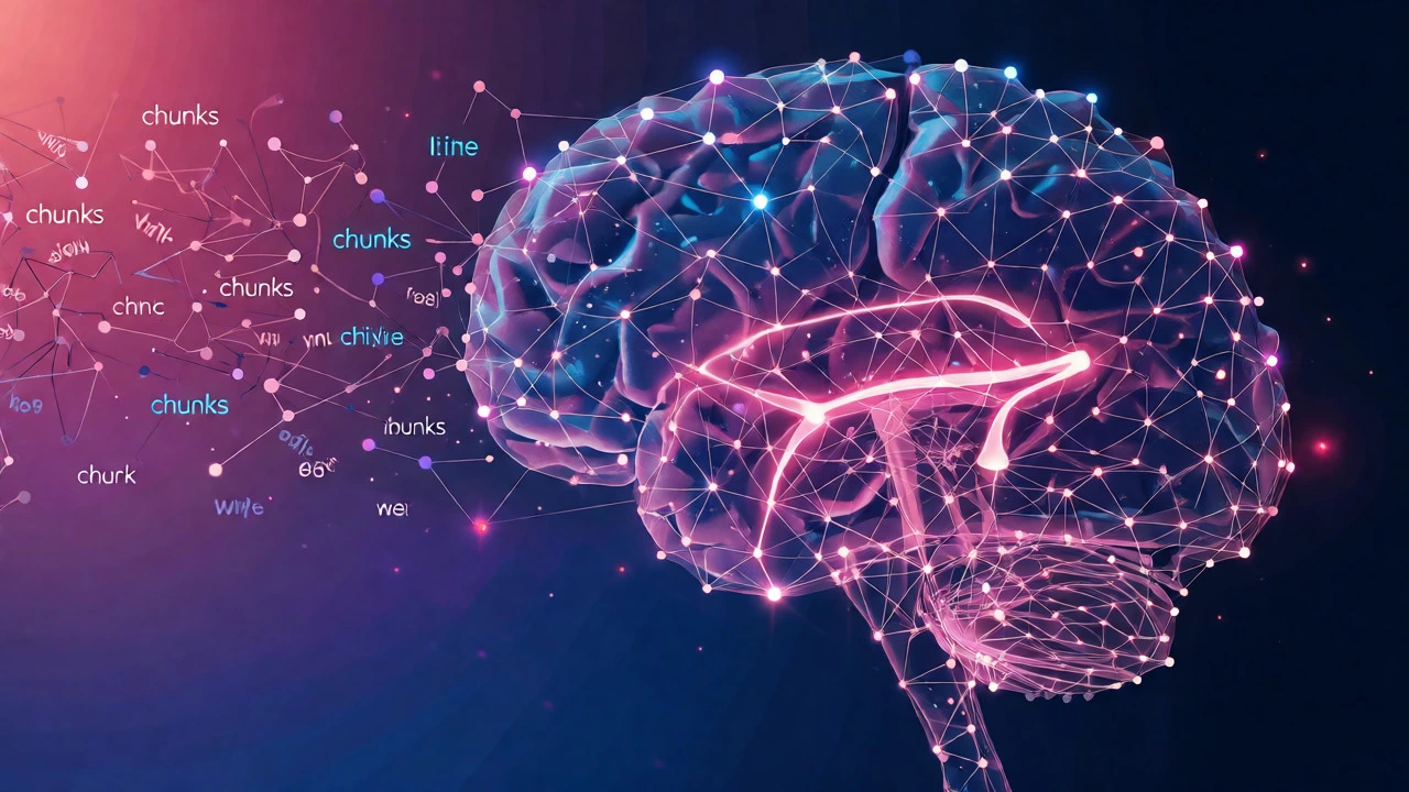 Abstract visualization of brain neural networks forming language patterns